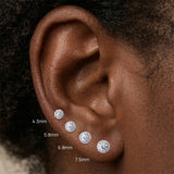 Sterling Silver Moissanite Diamonds Multi-Size Round Cartilage Tragus Stud Earrings