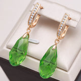 Stunning 14K Gold Filled Luxury AAA Zircon Green Blue Crystal Earrings