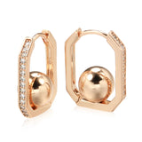 14 Karat Gold Filled Glossy AAA Zircon Diamonds Vintage Drop Ball Dangle Earrings