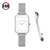 Super Elegant Rectangle Ultrathin Nordic Style Quartz Movement Fashion Stainless Steel Mesh Bracelet Ladies Watches