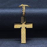 Fashion Big Long Cross Jesus Stainless Steel Christian Necklace - Gold Colour Chain Necklace Jewellery - The Jewellery Supermarket