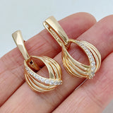 Splendid 14K Rolled Gold AAA Zircon Diamonds Fashion Glossy Hollow Drop Earrings