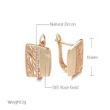 New Luxury Big Drop Earrings 585 Rose Gold With Natural Zircon Bridal Earrings Vintage Wedding Jewelry Fashion Women Gift
