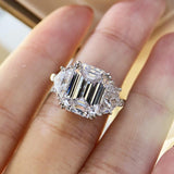 Natural White Zircon Diamond Ring for Women - Gemstone Wedding with Cushion Silver colour Ring - The Jewellery Supermarket