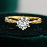GRA Certified 6.5mm Moissanite Diamond Solitaire Ring 18K Gold Plated Silver 6 Claws Wedding Fine Jewellery Ring