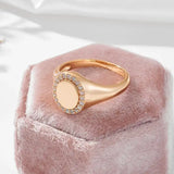 Vintage Glossy 14K Rolled Gold AAA Zircon Crystal Round Stamp Ring Fine Jewellery