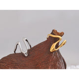 18K Gold Plated Stainless Steel Metal U Shape Fashion Minimalist Adjustable Ring