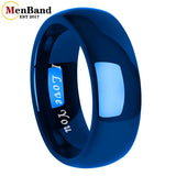 Dome High Polish Classics I Love You 6/8MM Men Women Wedding Tungsten Couple Rings