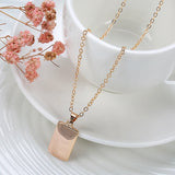 Trendy Elegant Glossy 14K Rolled Rose Gold Square Pendant Necklace For Women - Party Fine Jewellery