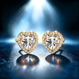 Silver Halo Setting 0.5-2ct D Colour VVS1 Heart Cut Moissanite Diamonds Stud Earrings