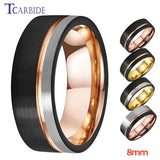 Excellent Offset Grooved Brushed 8MM Tungsten Wedding Rings for Men Women