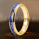 True Blue Galaxy Opal Inlaid Dome Polished 4MM 6MM 8MM Tungsten Men Women Rings