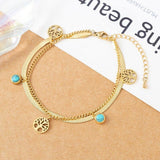 Steel Flower Plant Charm Bracelets For Women - Gold Colour Chain Link Bague Design Brand Jewellery - The Jewellery Supermarket