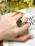 Wonderful 14 Carat Luxury Fragmented Ice Cut Rectangle Dark Green, Yellow AAAAA High Carbon Diamond Rings - The Jewellery Supermarket