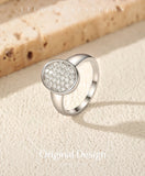 Luxury Button Sparkling Moissanite 925 Sterling Sliver Wedding Rings Fine Jewellery