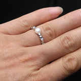 Genuine Real Pink Grey White Pearls AAA Zircon Diamonds Cute Silver Rings