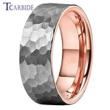 Two Colors Handmade Hammered Brushed Unique Tungsten Wedding Engagement Daily Use Rings for Men Women - The Jewellery Supermarket