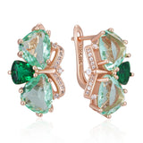 14K Rolled Gold Trillion Cut Green AAA Zircon Crystals Elegant Drop Earrings for Women