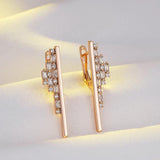 Fashion Geometric 14K Filled Rose Gold Long Drop AAA Zircon Diamonds Earrings For Women - Trendy Modern Jewellery