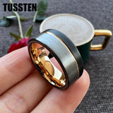 New Arrival Offset Grooved Brushed Black Rose Men Women Tungsten Carbide Comfort Fit Wedding Ring - The Jewellery Supermarket