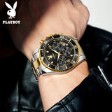 PLAYBOY Casual Business New Original Stainless Steel Multifunction Waterproof Luxury Quartz Men's Watches