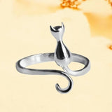 New Luxury Designer 925 Sterling Silver Cat Adjustable Ring For Women and Girls - Popular Fashion Jewellery - The Jewellery Supermarket