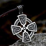 New Viking Stainless Steel Cross Necklace - Celtics Knot Cross Valknut  Pendant Viking Christian Jewellery - The Jewellery Supermarket