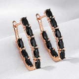 Hot Style Black or White 14K Rolled Rose Gold AAA Zircon Crystals Long Drop Earrings - Luxury Fashion Jewellery