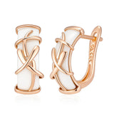 14 Karat Rolled Gold Unique Jewellery Quality White Ceramics Drop Earrings For Women