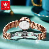 Elegant Luxury Zircon Diamond Rose Gold Colour Stainless Steel Waterproof Date Ladies Dress Wristwatches, Ideal Gift