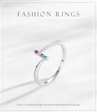 Dazzling Rainbow AAAA Lab Created Diamonds Geometric Design Silver Ring