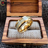 Carbon Fiber Inlay 4/6/8mm Gold Tungsten Engagement Wedding Rings for Men Women
