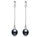 Elegant Long Drop Real Multicolour Pearls 925 Sterling Silver Earrings