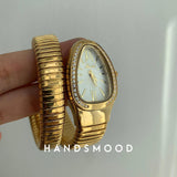 New Arrival Luxury Snake Design Stainless Steel Unique Gold Quartz Ladies Watches with Japan Movement