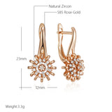 14 Karat Gold Filled Shiny AAA Zircon Diamonds Crystal Flower Dangle Earrings for Women