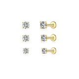Sterling Silver Moissanite Diamonds Multi-Size Round Cartilage Tragus Stud Earrings