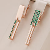 14 Karat Gold Filled Trendy Square Geometry Full Green AAA Zircon Diamonds Earrings
