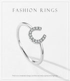 Fashion U Shape Hollow out Hoop AAAA Lab Created Diamond 925 Silver Ring