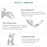 Elegant 925 Silver Pearls Double Layer White Gold P. AAA Zircon Diamond Rings