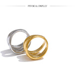 18K Gold Plated Stainless Steel Metal Double Layer Geometric Cast High Quality Ring