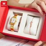 Luxury Brand Gold Plated Stainless Steel Waterproof Automatic Date Women's Watches - Elegant Bracelet Set Ideal Gift