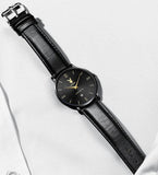 Quality Leather Strap Male Quartz Watch Casual Simple Fashion Male Wristwatch Waterproof with Stopwatch Alarm