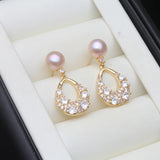 Multicolour Lovely Cultured Pearls AAA Zircon Diamonds Silver Drop Earrings