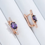 14K Rolled Gold Shiny Purple AAA Zircon Diamonds Drop Earrings For Women Fine Jewellery