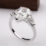 Three Stone 1/2/3/4CT Pear Cut VVS1 D Colour Moissanite Diamond Silver Engagement Ring