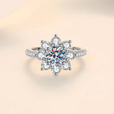VVS1 1/2CT Moissanite Diamond Wedding Sunflower Rings - Promise Engagement Sterling Silver GRA Certified Jewellery