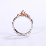 18K Rose Gold Plated D Color Moissanite Diamonds Crown Ring Set - 100% 925 Sterling Silver Fine Jewellery - The Jewellery Supermarket
