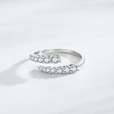 Luxury Sparkling Dual-Row Silver Round AAAA Lab Created Diamond Resizable Rings