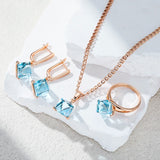 14K Gold Filled Cube Design Blue AAA Zircon Crystals Drop Earrings Luxury Jewellery