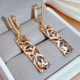 Kinel New Fashion Square Wide Drop Earrings for Women 585 Rose Gold Silver Color Mix Boho Long Earrings Ethnic Retro Jewelry - The Jewellery Supermarket